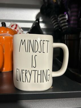 Rae Dunn White Ceramic 'Mindset Is Everything' Mug with Black Lettering
